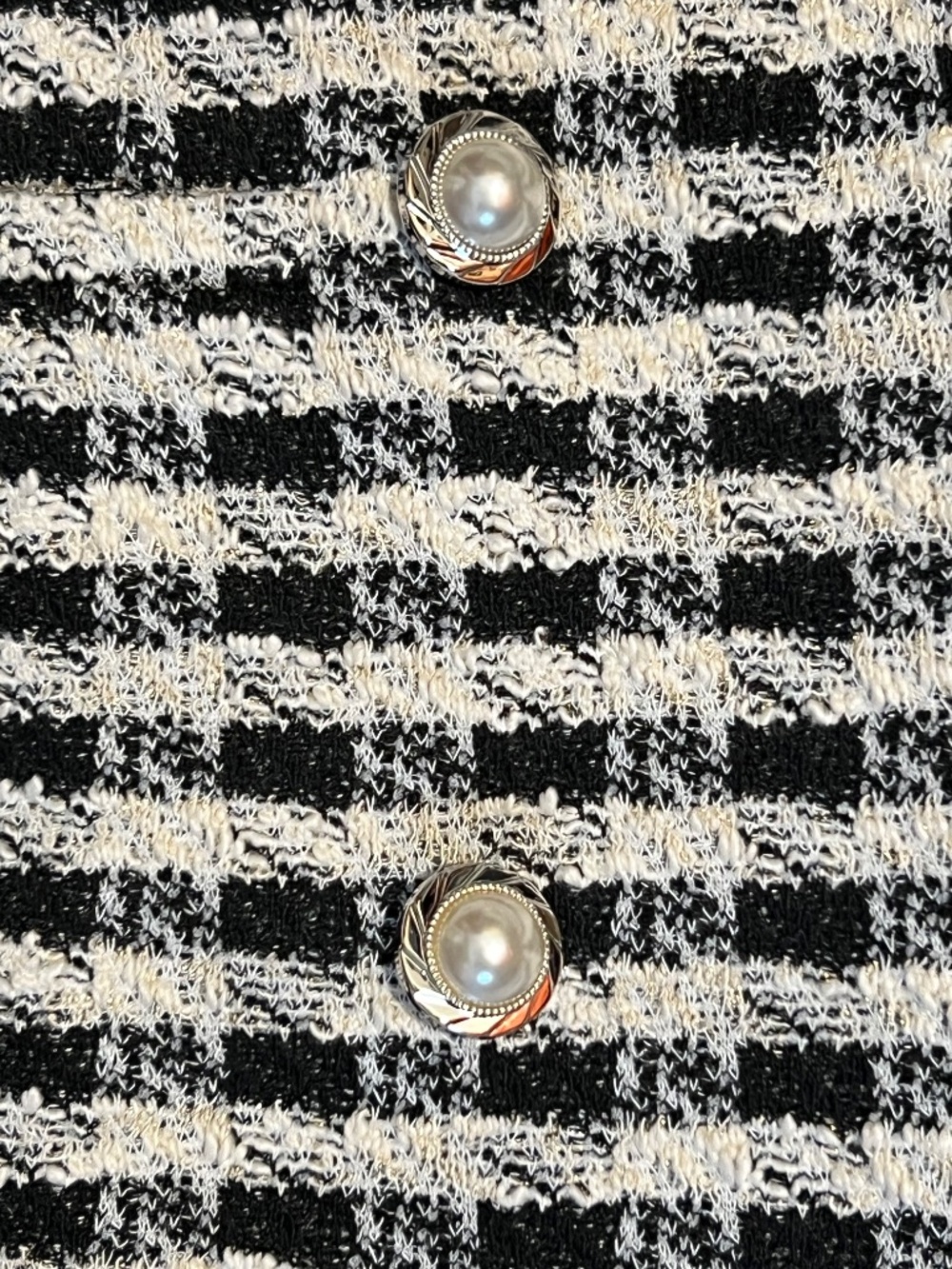 Messini Metallic Tweed Open Double Breasted Black/White Houndstooth Sz.L Jacket - Picture 8 of 15